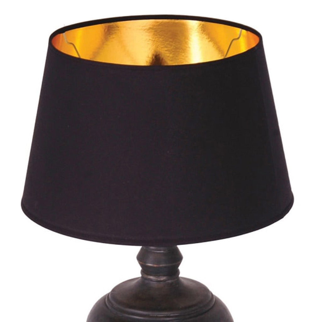 Distressed Black Wooden Urn Table Lamp